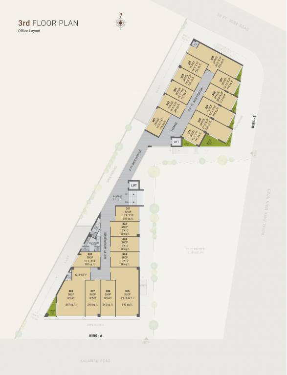 corporate Wing A & B Cluster Plan for 3rd Floor