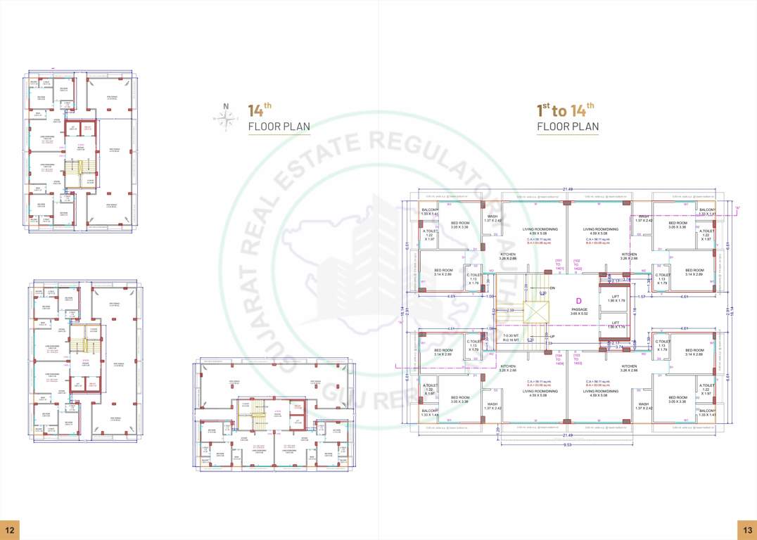  pavitram liberty Block D Cluster Plan from 1st to 14th Floor