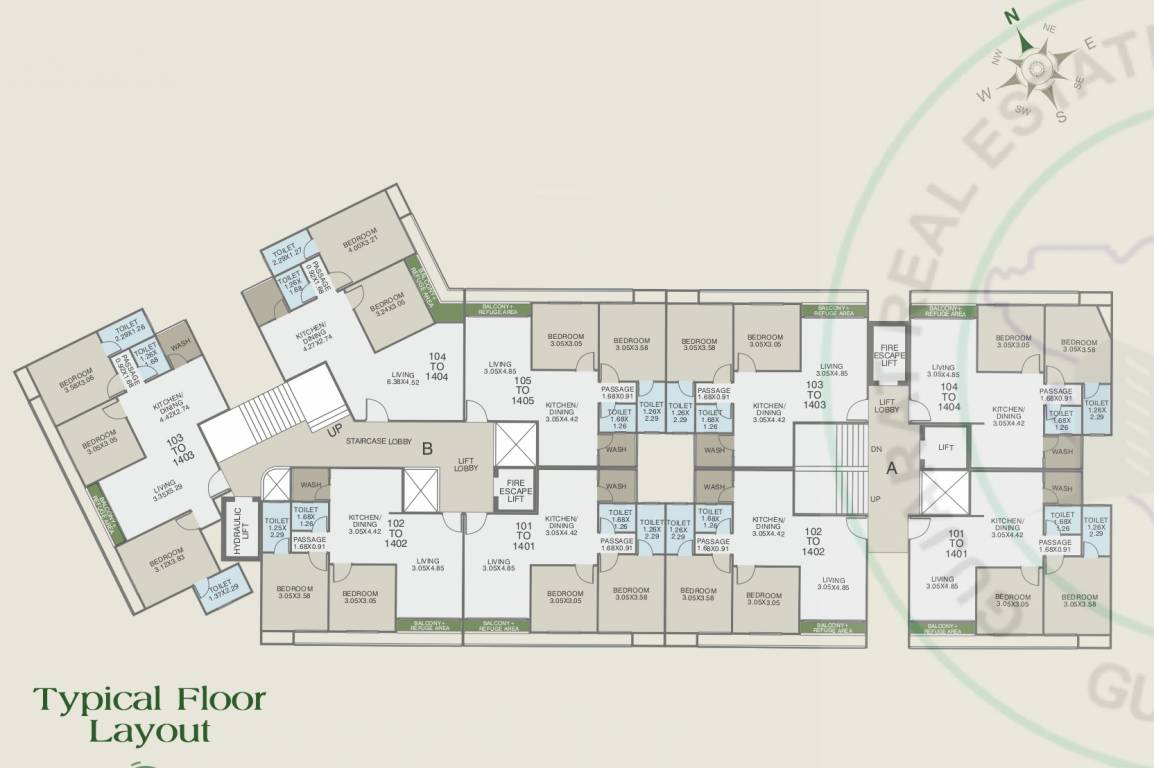  park Tower A And Tower B Typical Cluster Plan