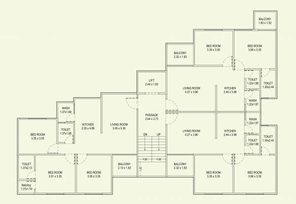  shree-akshar-vihar Tower C Typical Floor Cluster Plan