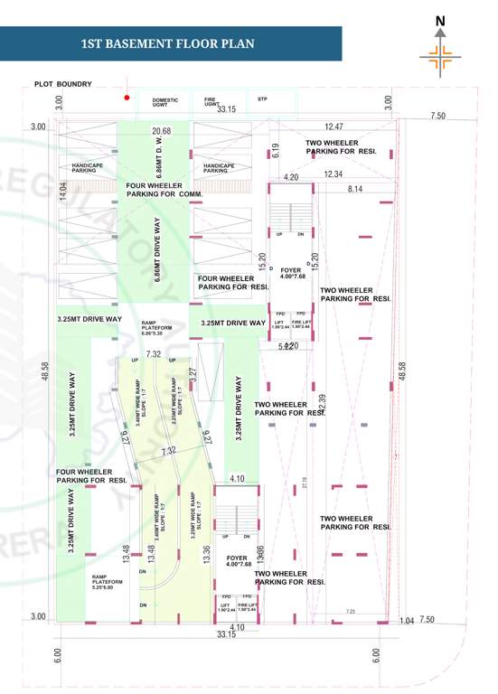  ganesh Block A & B Basement 1 Floor Cluster Plan
