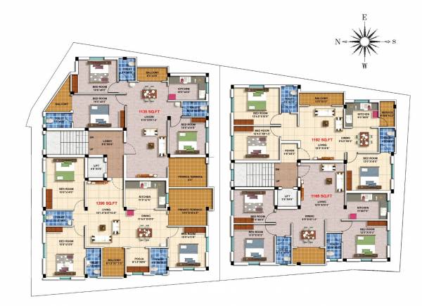  janani-dhanalakshmi Janani Dhanalakshmi Typical Floor Cluster Plan
