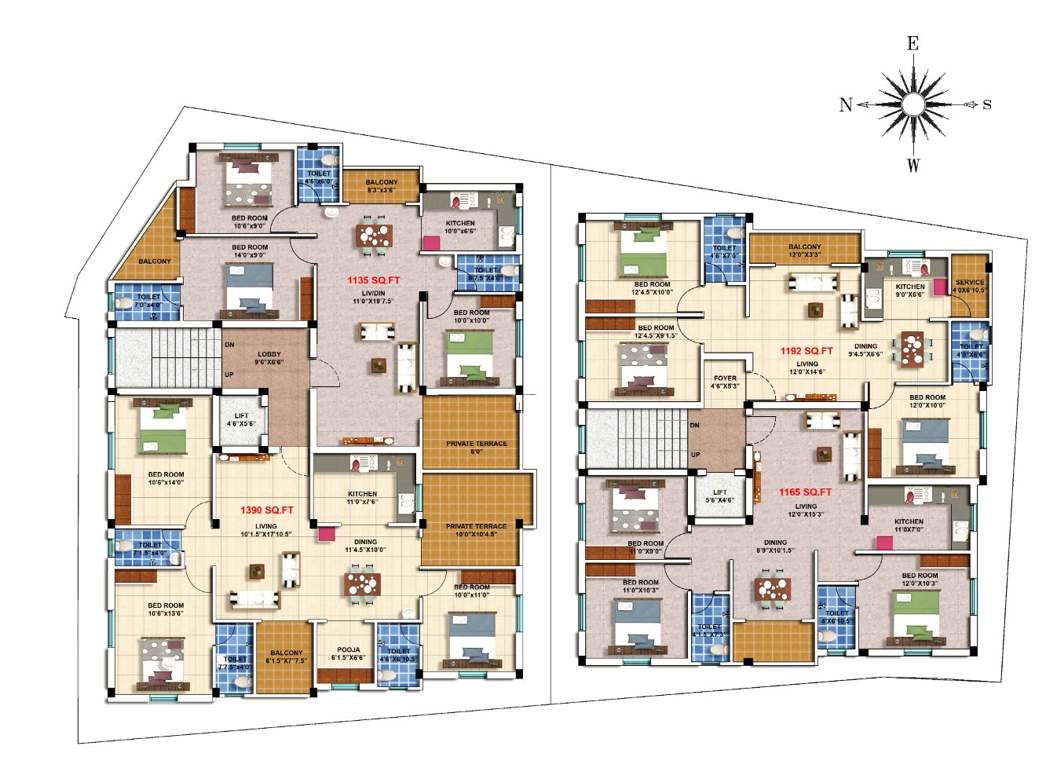  janani dhanalakshmi Janani Dhanalakshmi Typical Floor Cluster Plan