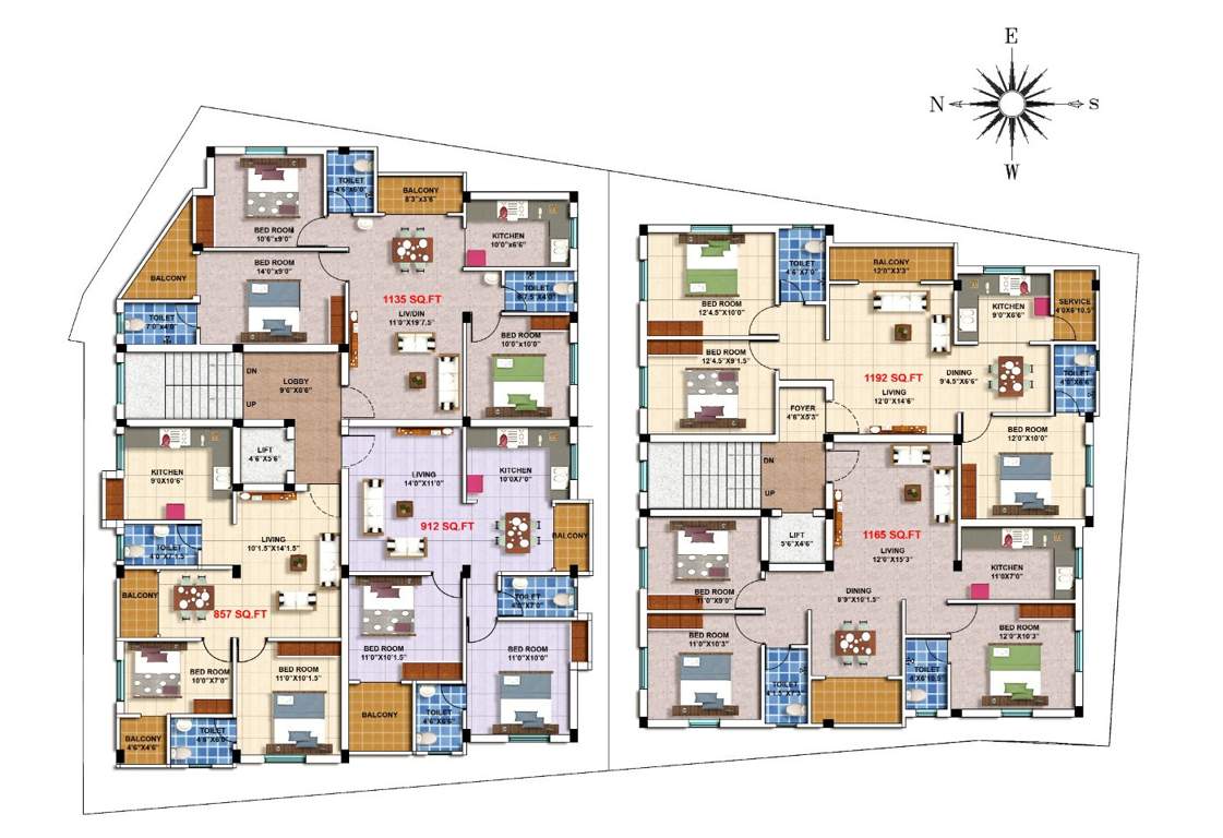  janani dhanalakshmi Janani Dhanalakshmi Typical Floor Cluster Plan