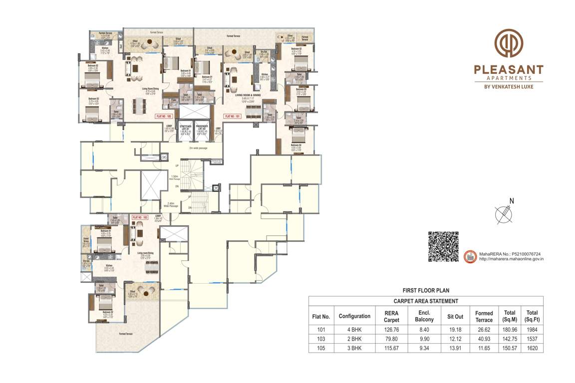  the pleasant coop housing society ltd The Pleasant Coop Housing Society Ltd Cluster Plan for 1st Floor
