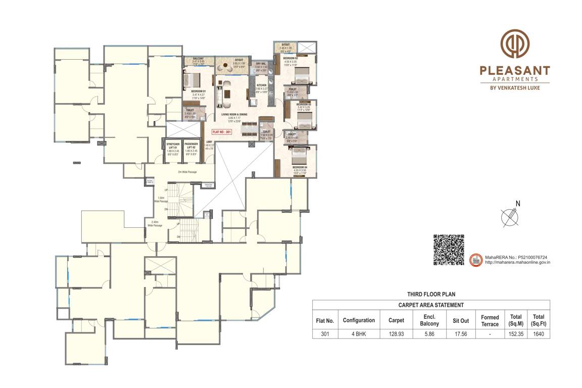  the pleasant coop housing society ltd The Pleasant Coop Housing Society Ltd Cluster Plan for 3rd Floor