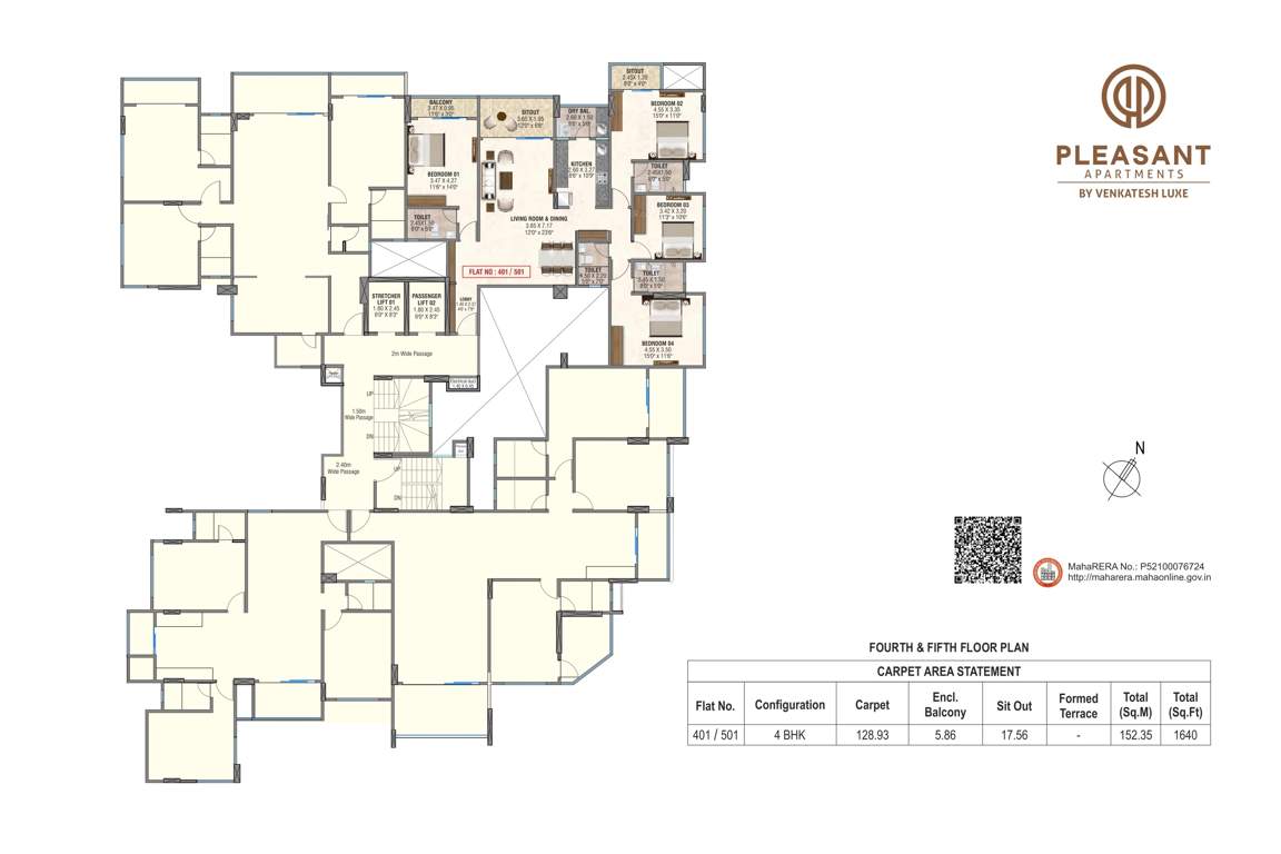  the pleasant coop housing society ltd The Pleasant Coop Housing Society Ltd Cluster Plan from 4th to 5th Floor