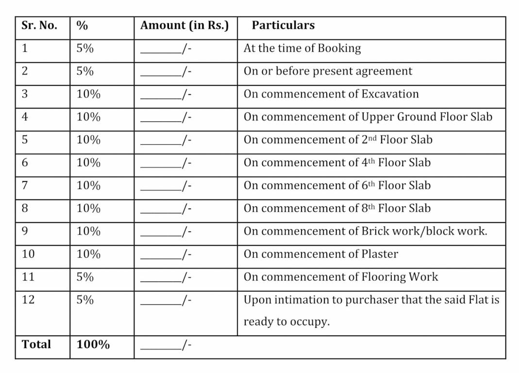 pleasant Construction Linked Payment (CLP) Payment Plan
