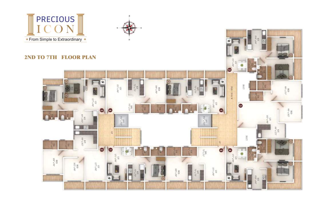  precious icon B1 Cluster Plan from 2nd to 7th Floor