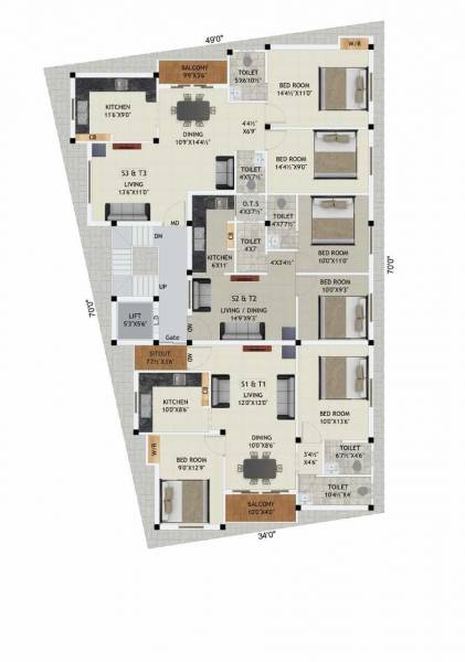  anna-baba-flats Anna Baba Flats Cluster Plan from 2nd to 3rd Floor