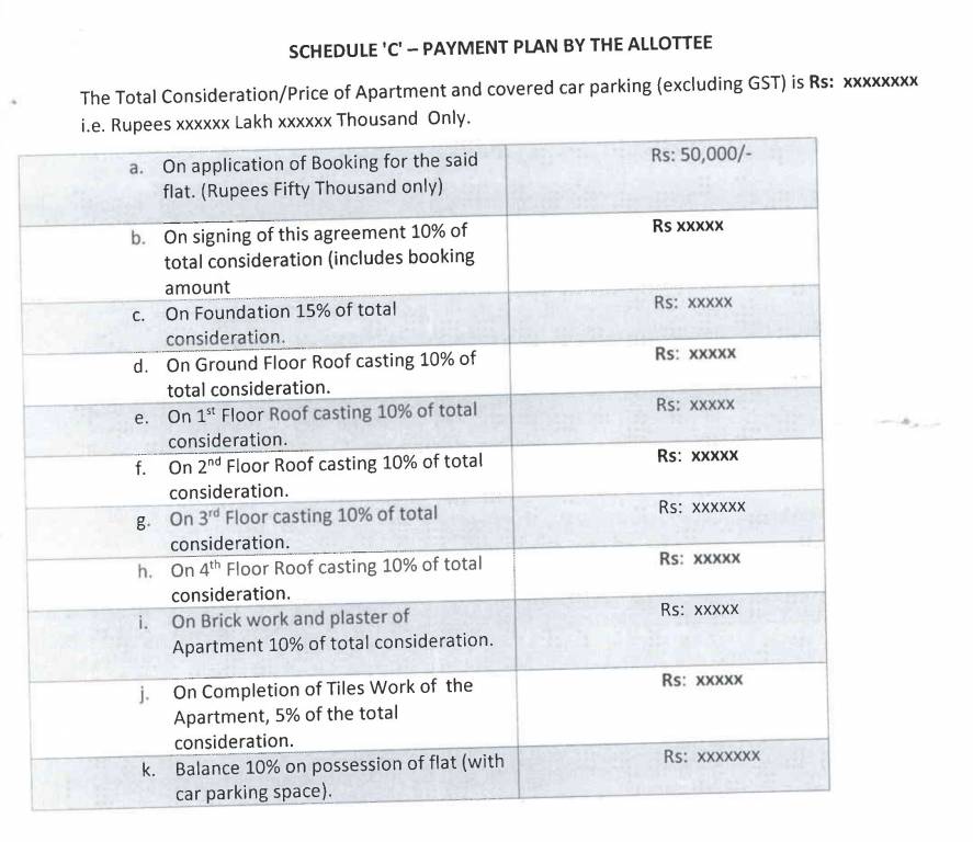 devi-durga Construction Linked Payment (CLP) Payment Plan