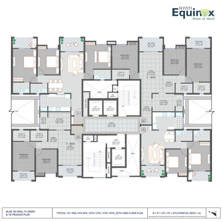 equinox 1B, 1C, 1D Cluster Plan For 1st, 3rd, 5th, 8th, 10th, 13th, 15th, 18th,  20th, 23rd Floor