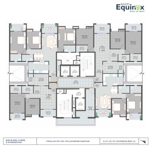  equinox 1B, 1C, 1D Cluster Plan For 4th, 9th, 14th, 19th, 24th Floor