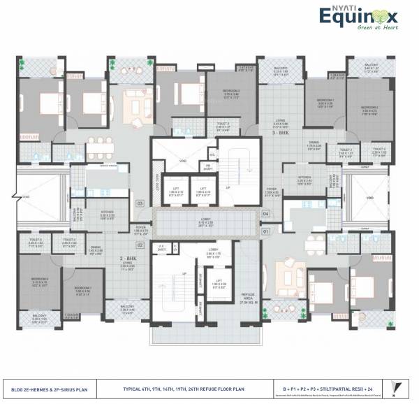  equinox 2E, 2F Cluster Plan For 4th, 19th, 14th 19th, 24th Floor