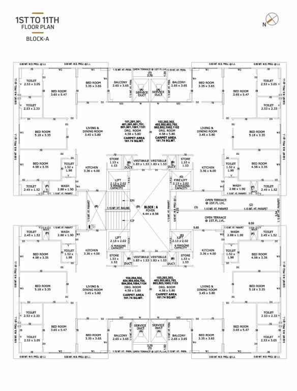  aambaag ii Block A Cluster Plan from 1st to 11th Floor