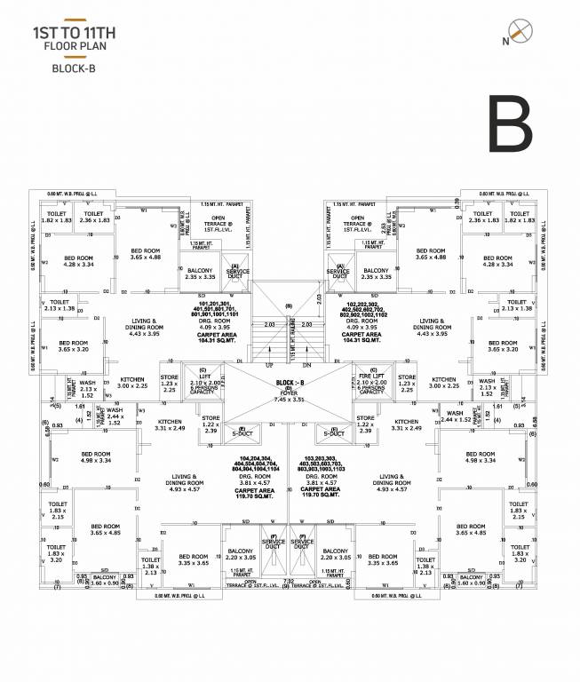  aambaag ii Block B Cluster Plan from 1st to 11th Floor