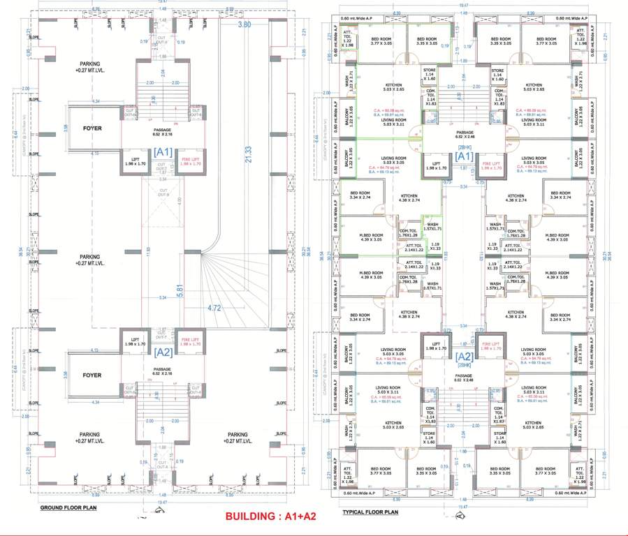  marvel heights A1 + A2 Cluster Plan From Ground To 14th Floor