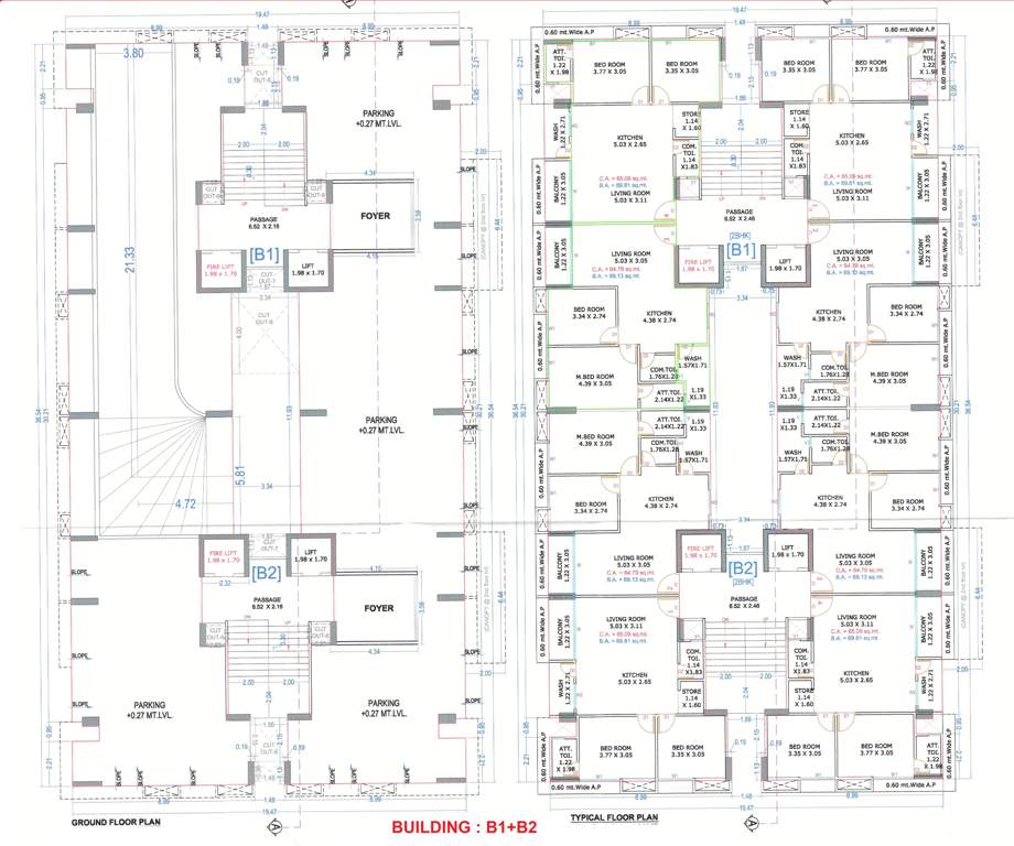  marvel heights B1+ B2 Cluster Plan From Ground To 14th Floor