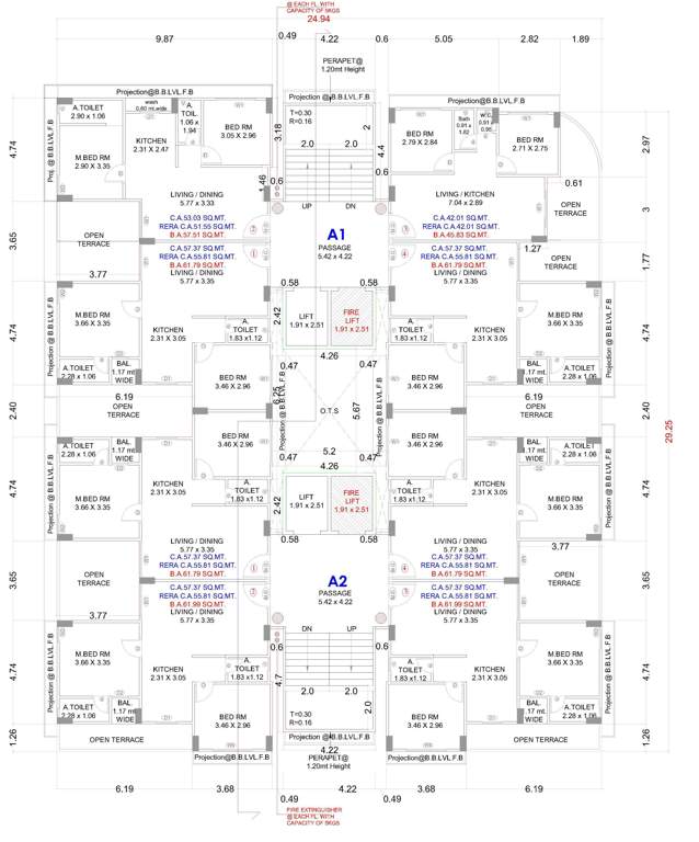 anjani nandan town phase ii A1 And A2 Cluster Plan For 2nd Floor