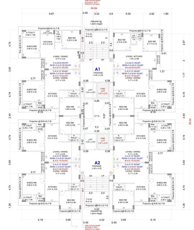 anjani nandan town phase ii A1 And A2 Cluster Plan From 3rd To 14th Floor