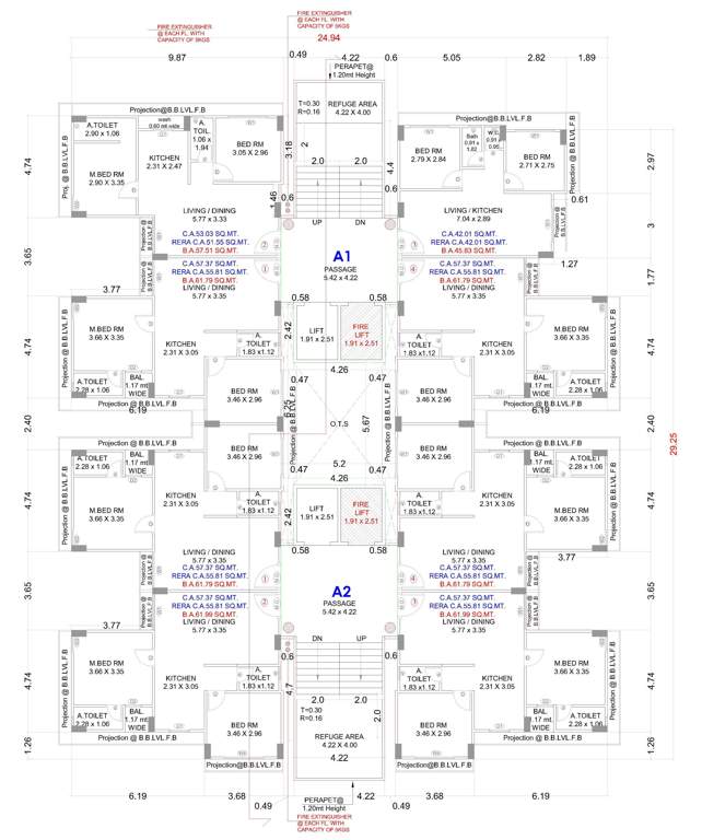 anjani nandan town phase ii A1 And A2 Cluster Plan From 5th To 12th Floor
