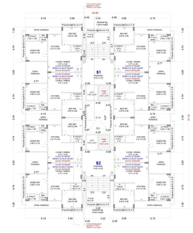 anjani nandan town phase ii B1 And B2 Cluster Plan For 2nd Floor