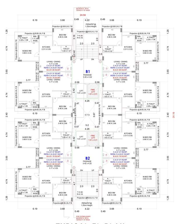 anjani nandan town phase ii B1 And B2 Cluster Plan From 3rd To 14th Floor