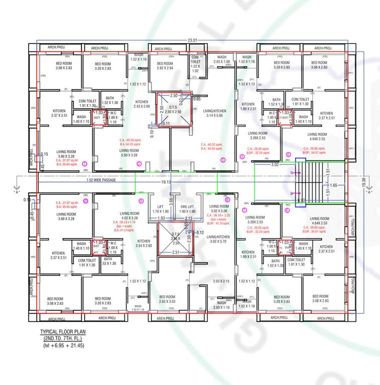 shree residency Shree Residency Cluster Plan from 2nd to 7th Floor