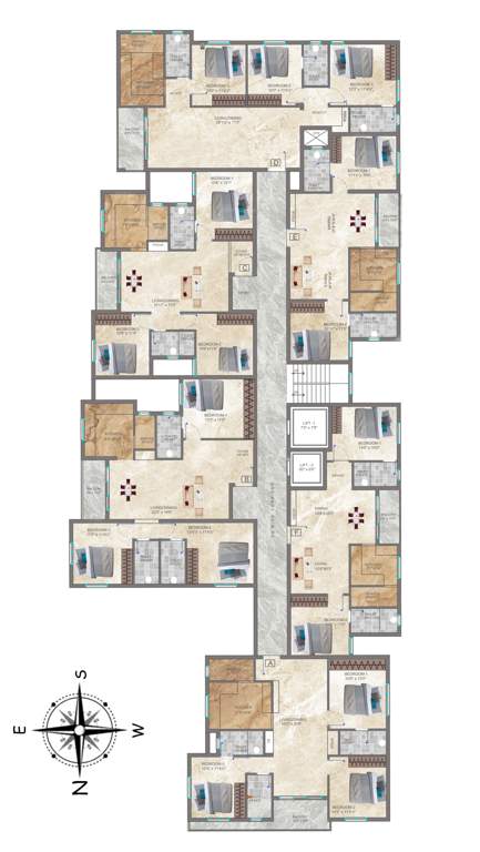  ssr pankajam serenity SSR Pankajam Serenity Cluster Plan from 2nd to 4th Floor