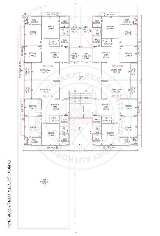  shashwat heights Shashwat Heights Cluster Plan From 2nd To 13th Floor