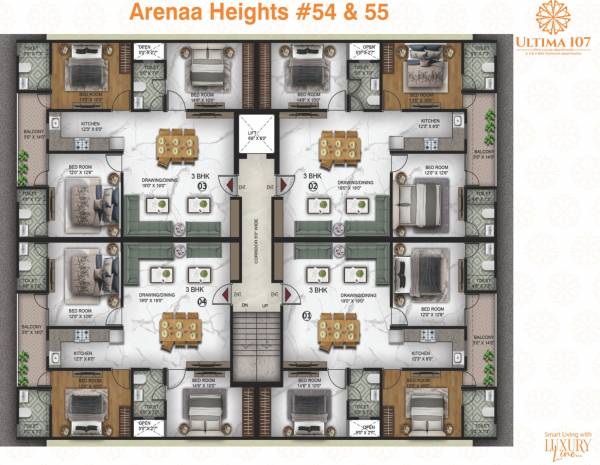  ultima-107 Arenaa Heights 54 & 55 Typical Cluster Plan