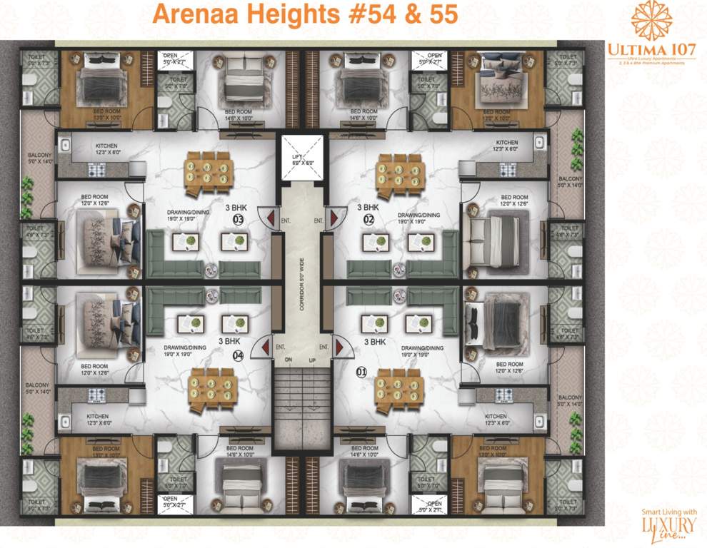  ultima 107 Arenaa Heights 54 & 55 Typical Cluster Plan