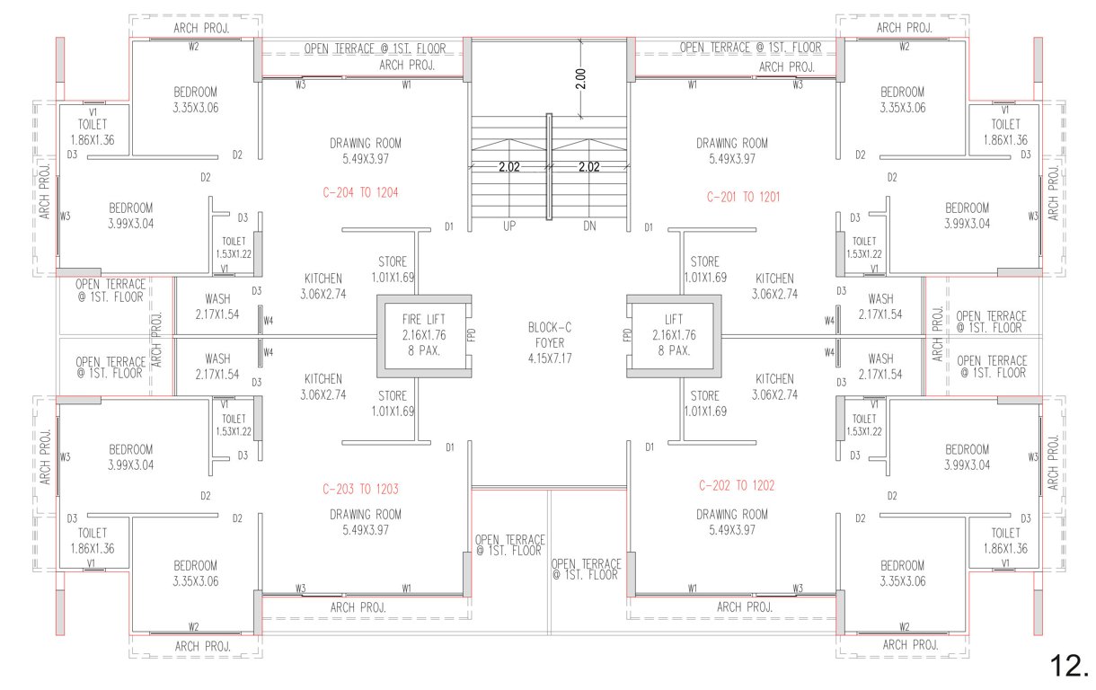  balmukund glory Block C Cluster Plan from 2nd to 12th Floor