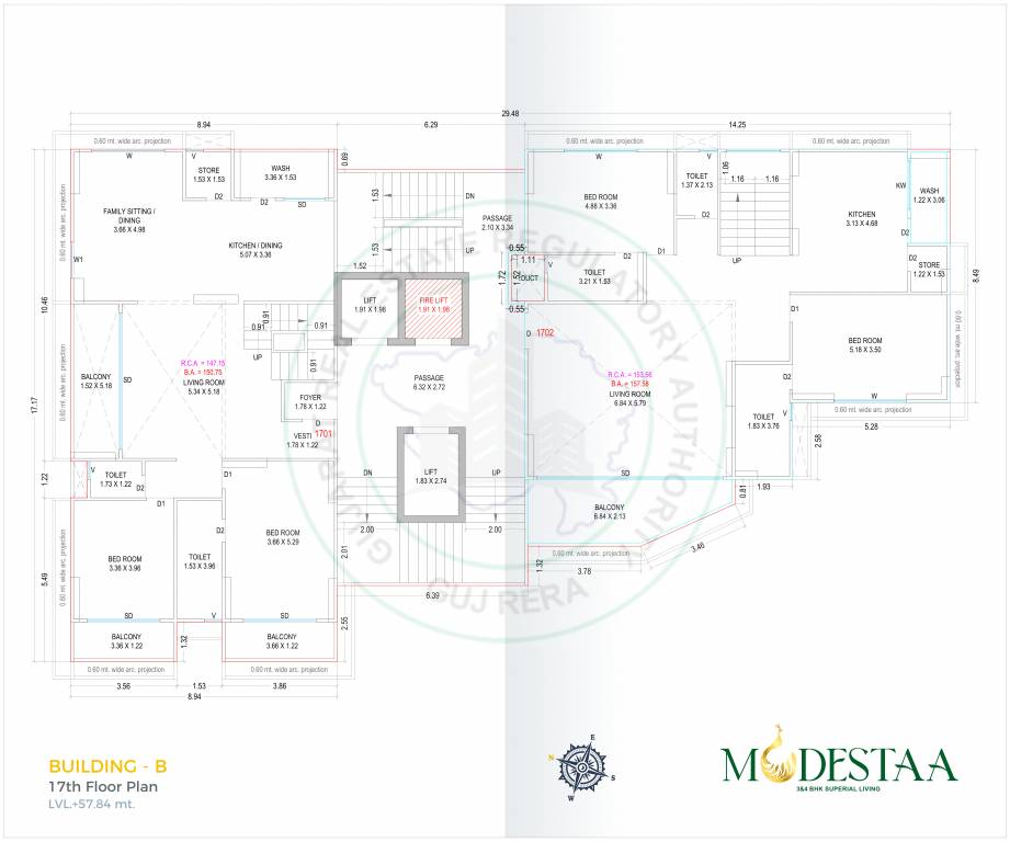 modestaa Block B Cluster Plan for 17th Floor