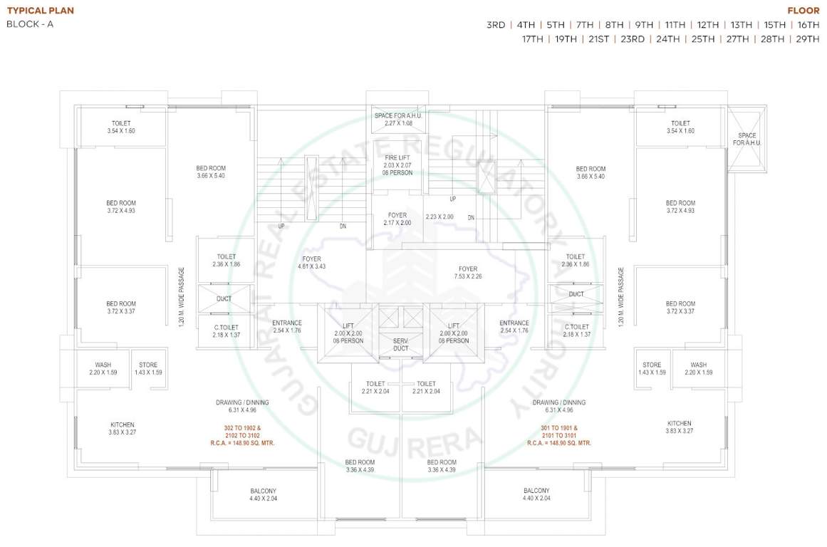 the opus and aatmantan A Cluster Plan From 3rd To 29th Floor Except 6th, 10th, 14th, 18th, 22nd, 26th