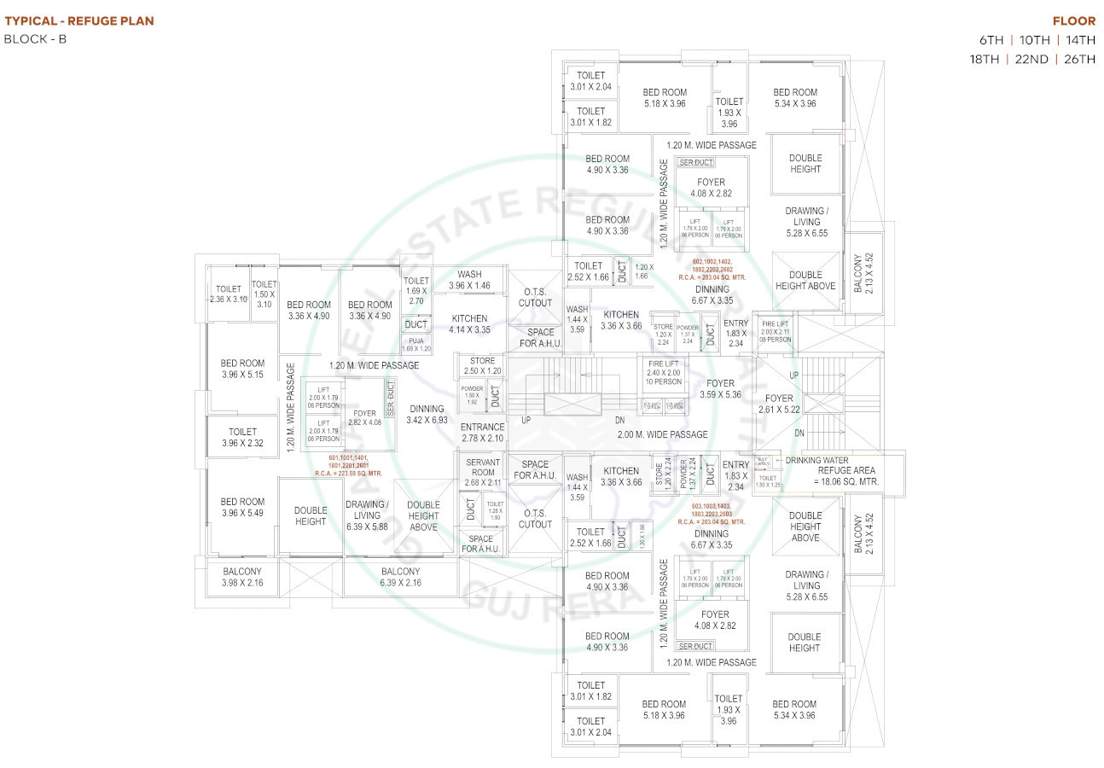 the opus and aatmantan B Cluster Plan For 6th, 10th, 14th, 18th, 22nd, 26th Floor