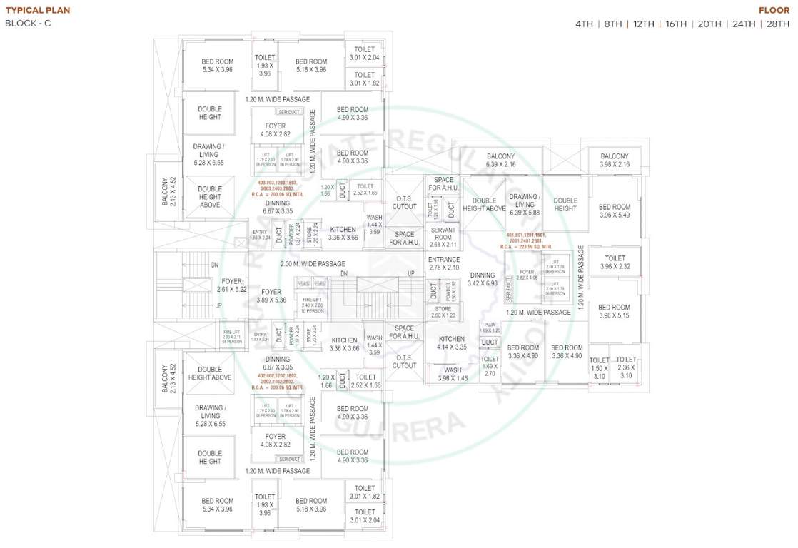 the opus and aatmantan C Cluster Plan For 4th,8tg, 12th, 16th, 20th, 24th, 28th Floor