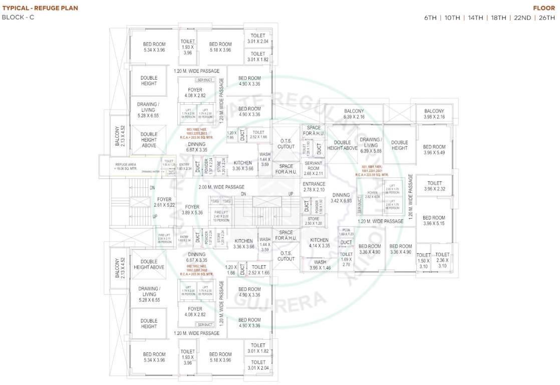 the opus and aatmantan C Cluster Plan For 6th, 10th, 14th, 18th, 22nd, 26th Floor
