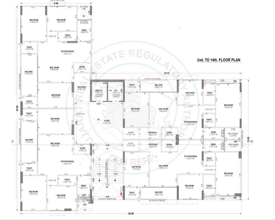  shubh city 56 Block  A Cluster Plan From 2nd To 14th Floor