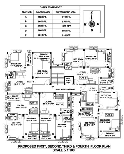  radharani-apartment Radharani Apartment Cluster Plan from 1st to 4th Floor