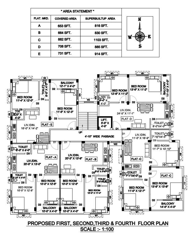  radharani apartment Radharani Apartment Cluster Plan from 1st to 4th Floor