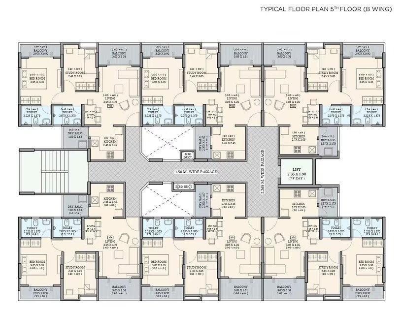  nivasa ananya phase i B Wing Cluster Plan For 5th Floor