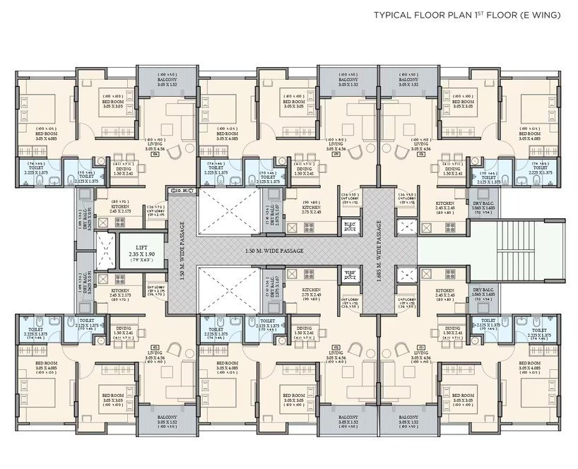  nivasa ananya phase i E Wing Cluster Plan For 1st Floor