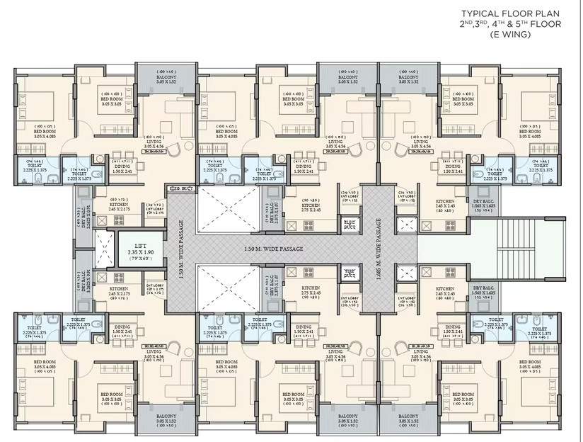  nivasa ananya phase i E Wing Cluster Plan From 2nd To 5th Floor