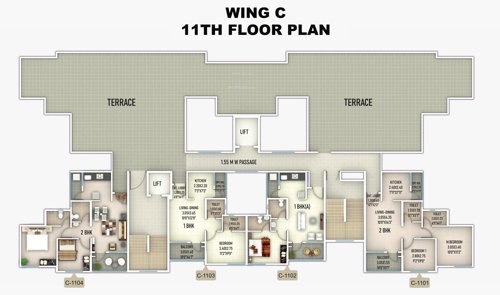  sanskruti-meander Meander Wing C Cluster Plan For 11th Floor