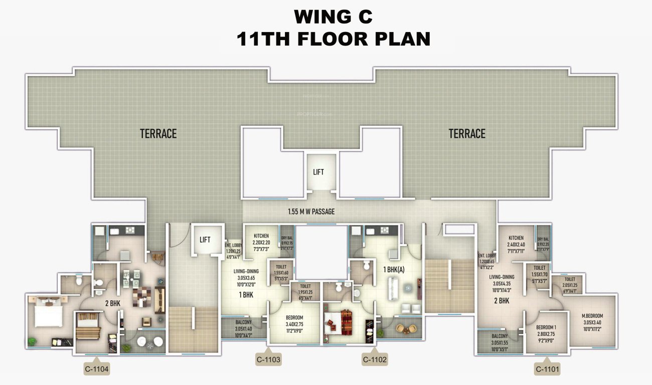  sanskruti meander Meander Wing C Cluster Plan For 11th Floor