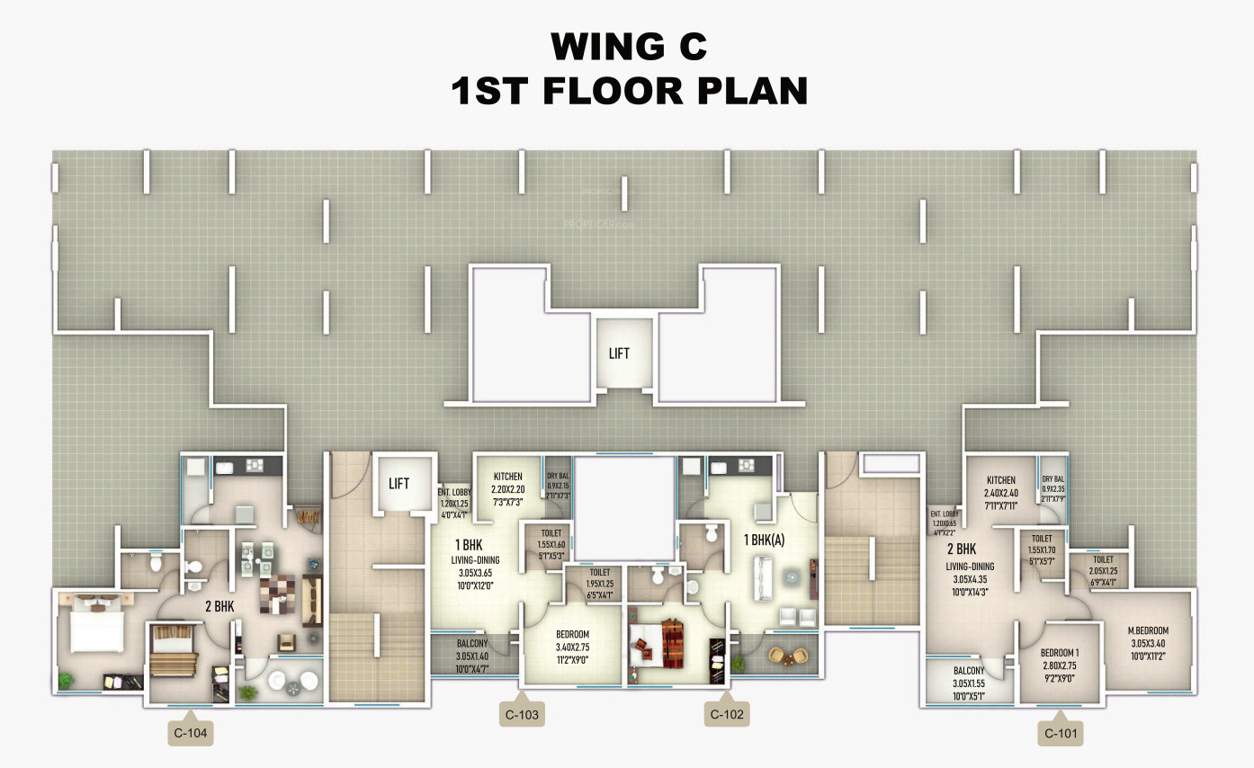  sanskruti meander Meander Wing C Cluster Plan For 1st Floor