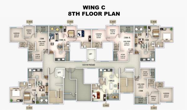 sanskruti-meander Meander Wing C Cluster Plan For 8th Floor