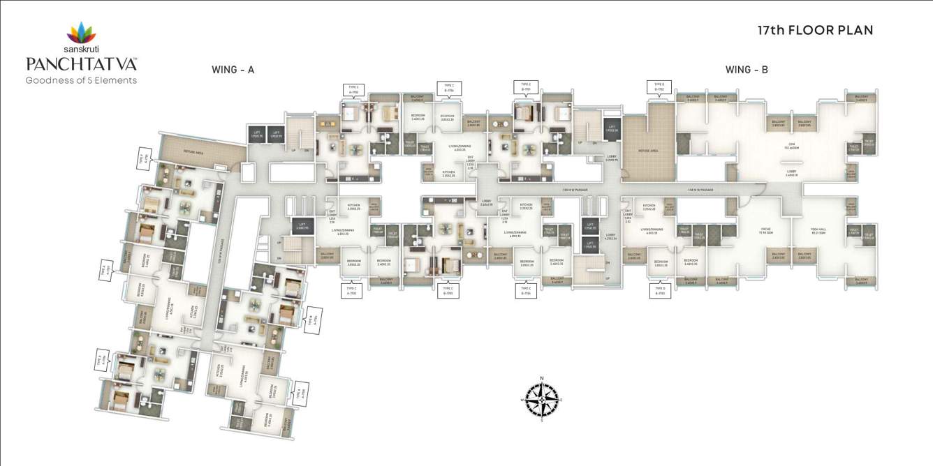  sanskruti panchtatva Wing A Cluster Plan For 17th Floor
