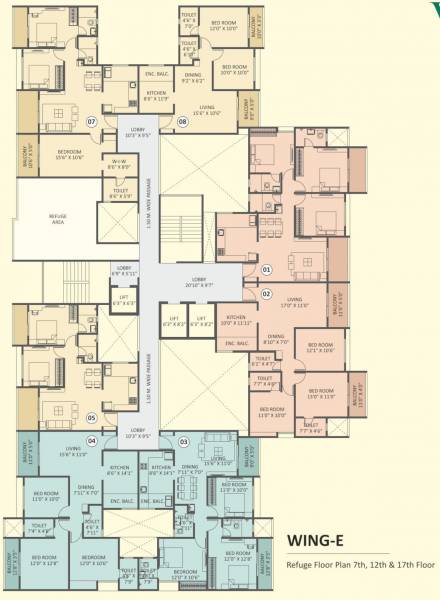 vrundavan-wing-e- Vrundavan Wing E Cluster Plan from 1st To 18th Floor Except 7th, 12th & 17th Floor